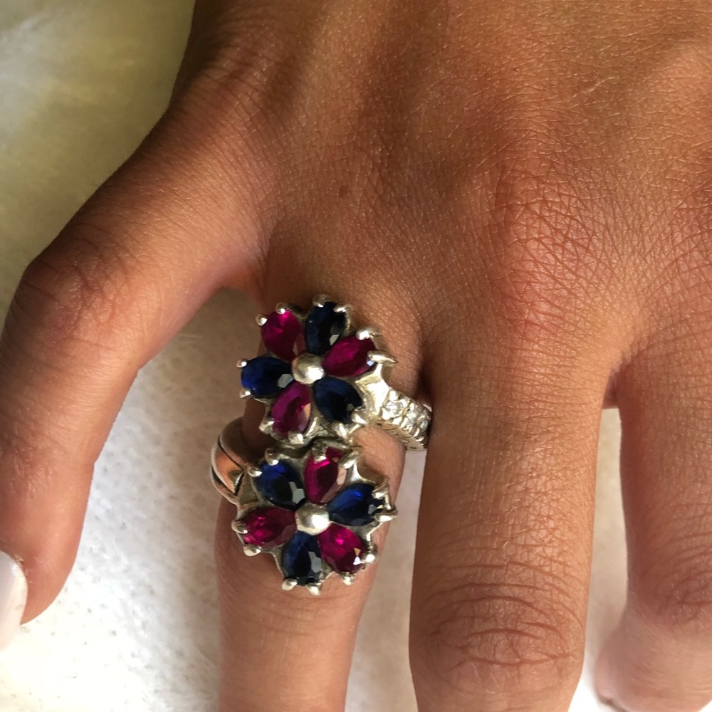 925 Silver Sterling two Rose design Ring